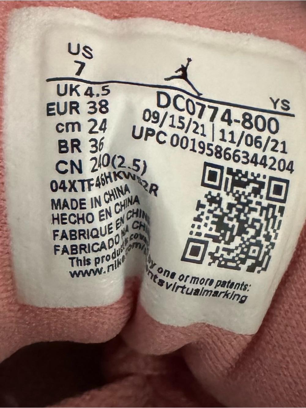Air Jordan Low Top Sneakers in Pink and Cream, Teal Swoosh - Picture 6 of 8